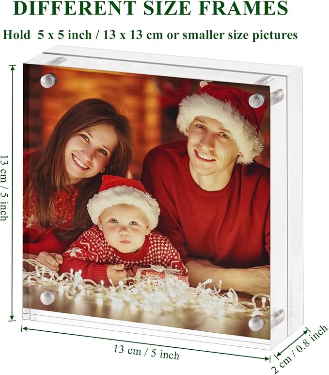 Boxalls 5x5 Acrylic Picture Frame, Clear Frameless 5x5 Inches Photo Frames with Magnetic, Double Sided Transparent Desktop Frame - Image 3