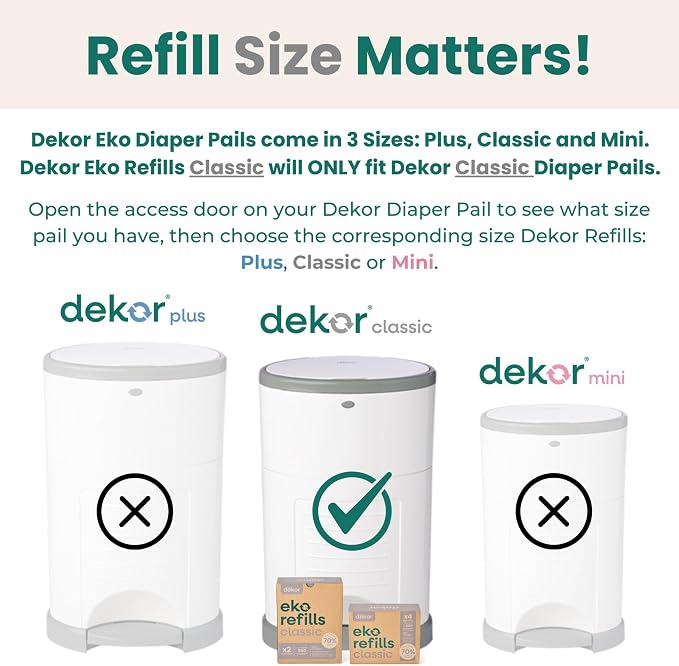 Diaper Dekor CLASSIC Diaper Pail Refills 2 Count Unscented Exclusive End-of-Liner Marking Quick & Easy to Replace Most Economical Refill System for Original and Eko Style Pails (Pack of 12) - Image 2