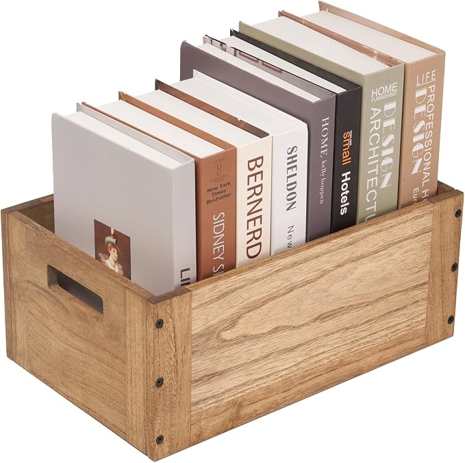 KIRIGEN Stackable Wood Storage Cube with Handles, Open Cubby Bin, Brown | Open-Front Wooden Box Crate for Books, Clothes, Shoes, Closet Storage, and Display for Home Office, Assembly Required C5-DBR by KIRIGEN