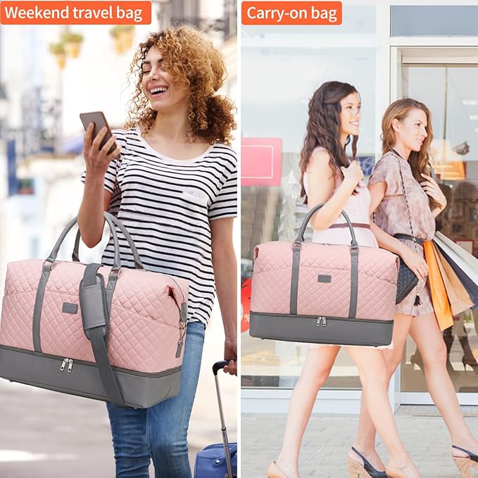 Weekender Bag, Large Travel Duffel Bag for Women, Carry on Overnight Bag with Shoe Compartment and Toiletry Bags - Image 2