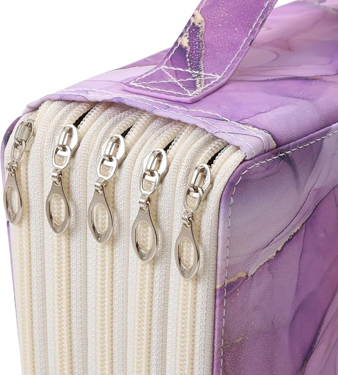 250 Slots Colored Pencil Case Organizer, 5 Layer Bag | Twill Oxford fabric,255 elastic loops,detachable handle,for travel,home storage, drawing tools,creative gifts - Image 5