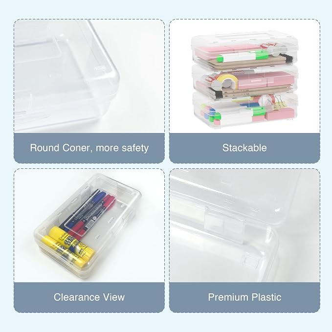 24pcs Pencil Cases Boxes Clear Pencil Case Organizer Plastic Pencil Case Marker Storage Organizer Clear Pencil Box Large Capacity Pencil Case Bulk - Image 5