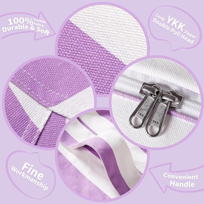 WEKAPO Stuffed Animal Storage Bean Bag Chair Cover for Kids | Stuffable Zipper Beanbag for Organizing Children Plush Toys Large Premium Cotton Canvas (Purple, X-Large) - Image 3