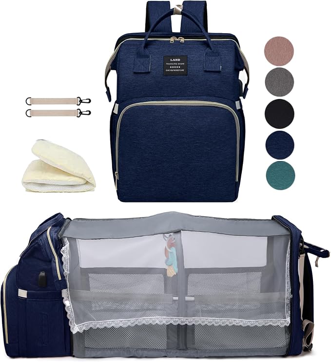 houscly Diaper Bag Backpack with Changing Station, 25L Large Capacity | Multifunction baby bag, baby registry search, baby girl newborn essentials must haves, baby shower gifts, blue by houscly