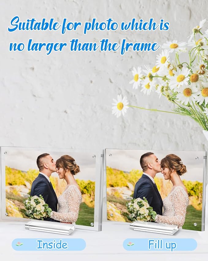 10 Pack 4x6 Acrylic Picture Frames, Double Sided Magnetic Display | Crystal Clear Frameless Photo Frames, Freestanding Desktop Display with Detachable Stand & Gift Box - Image 3