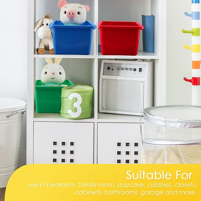 10 Pack Small Storage Bins with Clear Lids Multipurpose Colorful Plastic Cubby Containers Stackable Storage Toy Bins for Classroom, Nursery, Home, 11.4 x 7.5 x 4.9 Inches, 10 Colors - Image 7