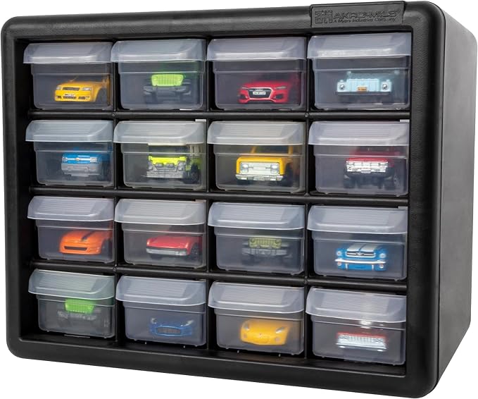 Akro-Mils 16-Drawer Plastic Storage Cabinet | 10-1/2 x 6-1/2 x 8-1/2 Inch | Black | Model 10116 | Garage Organization - Image 17