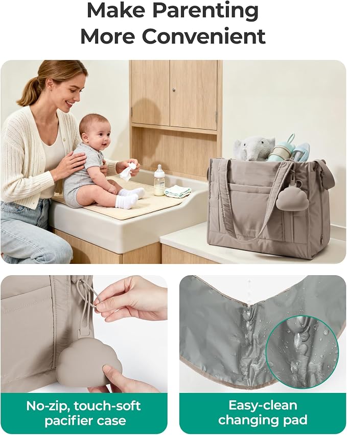 BAGSMART Diaper Bag Tote Puffer Baby Bag Lightweight for Travel, Work | Pacifier Case, Insulated Pockets, Stroller Straps, Hospital Bag for Labor and Delivery - Image 5