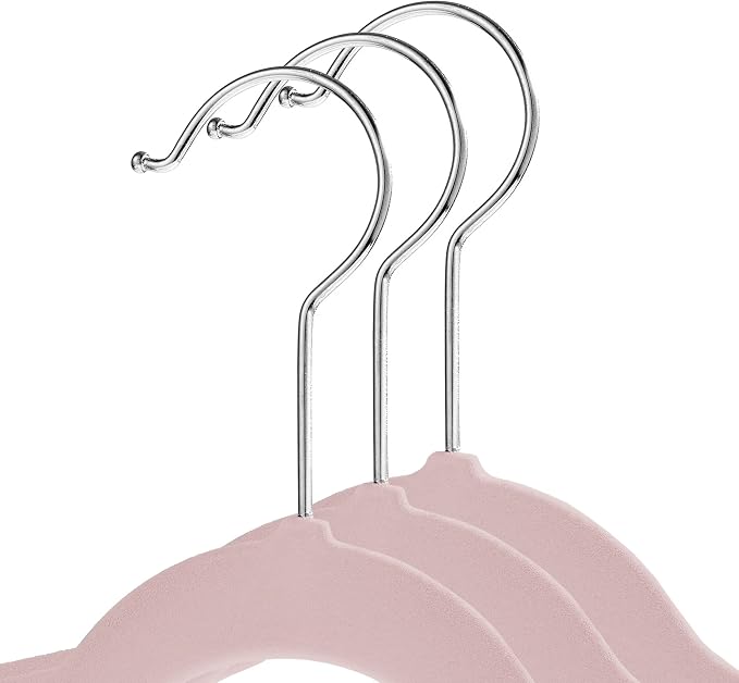 Casafield 100 Velvet Baby Hangers - 11" Size for Infant & Toddler Clothes - Light Pink - Image 2