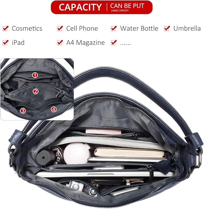 Hobo Crossbody Bag for Women, Designer Shoulder Purse Handbags - Image 4