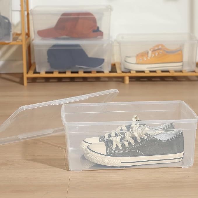novelinks 12 Pack 6 Quart Clear Plastic Storage Bins with Lids, Shoe Boxes | Shoe Bins, Shoe Containers, Clear Shoe Storage Boxes, Shoe Boxes Clear Plastic Stackable, Craft Organizers and Storage - Image 7
