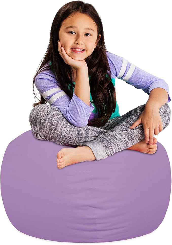 Posh Stuffable Kids Stuffed Animal Storage Bean Bag Chair Cover - Childrens Toy Organizer, Medium 27" - Heather Lavender - Image 4
