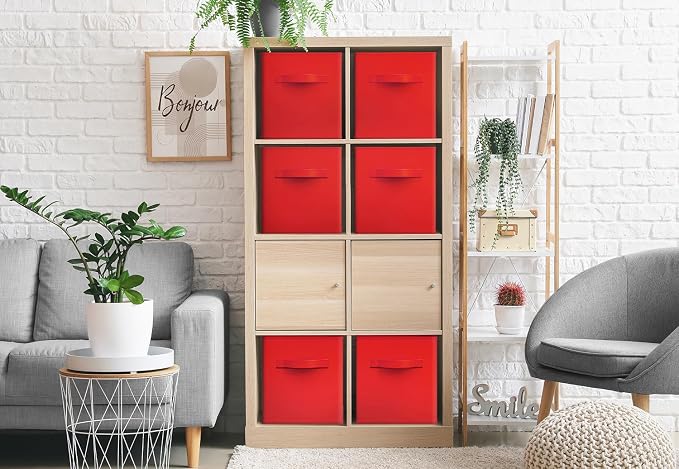 Sorbus Fabric Storage Cubes - 6 Foldable Storage Bins for Organizing Pantry, Cubbies, Toy Box - Clothes Storage & Closet Organizer - 13 Inch Collapsible Cube Baskets for Shelves with Handle - Image 6