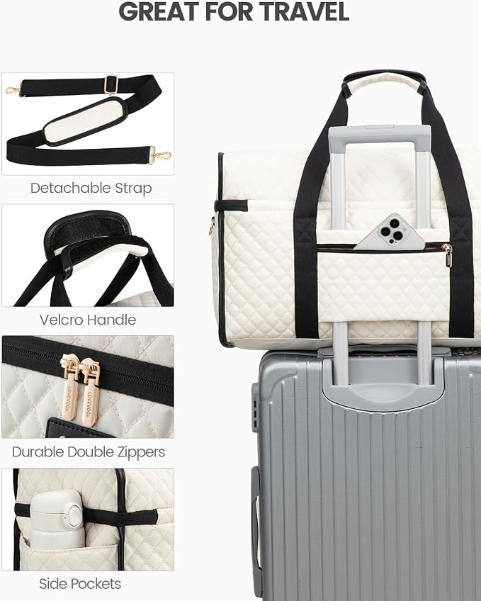 LOVEVOOK Travel Duffle Bag - Weekender & Overnight Bag with Toiletry & Wet Pocket, Carry-On Size, 3pc Set - Image 8