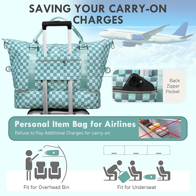 WOOMADA Weekender Overnight Bag for Women, Shoulder Travel Duffel with Shoes Compartment,Gym Bag with Toiletry Bag - Image 6
