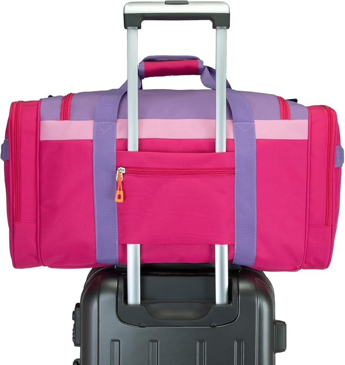 Large Kids Duffle Bag for Travel, Overnight or Weekend, R Purple | Roomy Size: 22.0"L x 12.0" H x 12.0"W, Made of Thick Polyester Fabric - Image 3