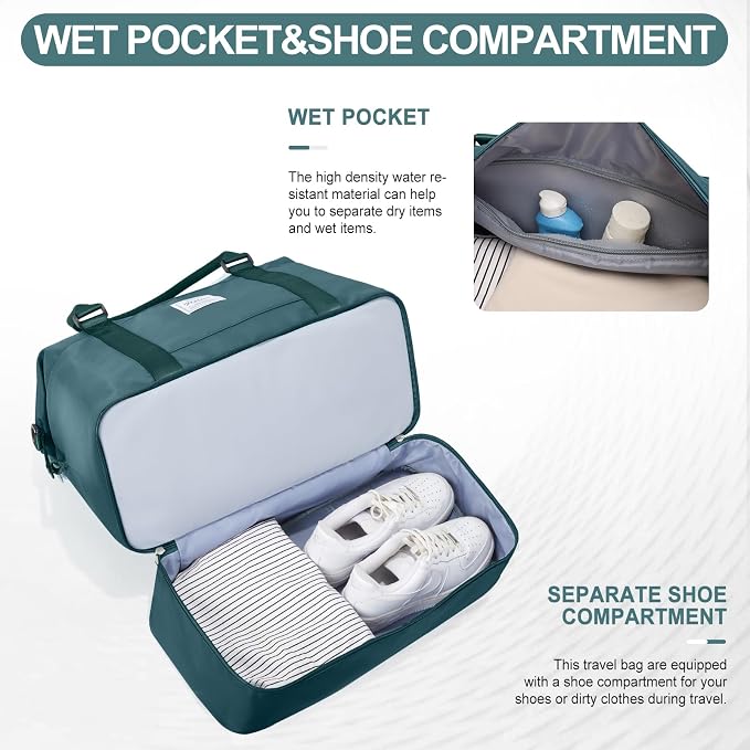 Weekender Bags for Women,Travel Duffle Overnight Bag with Shoe Compartment | Personal Item Carry On Bag,Gym Bag,3 Pcs Set - Image 4