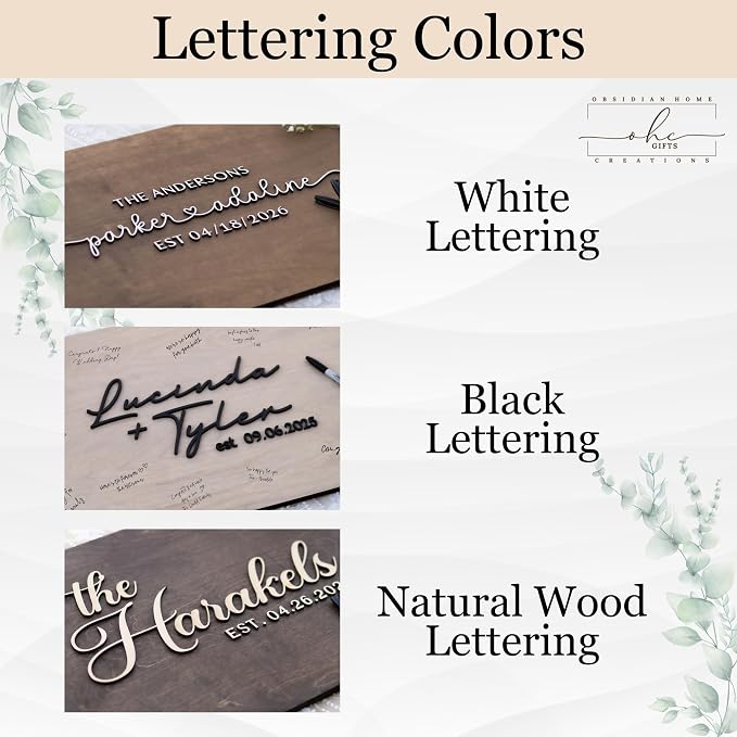 Personalized Last Name Guest Book, Unique Guest Book Sign, Custom Alternative Guest Book, Wooden Guest Book, Wedding Ceremony Guestbook Sign (Design 1) - Image 4