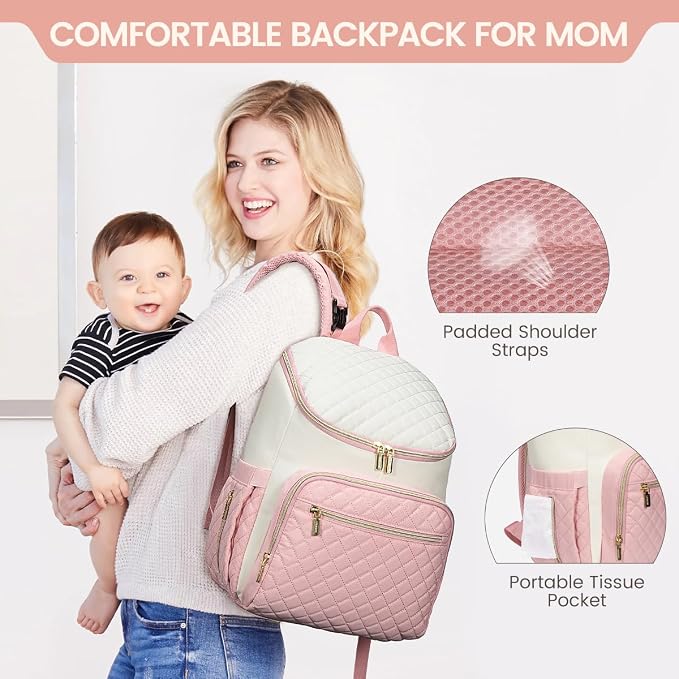 LOVEVOOK Diaper Bag Backpack Large Capacity Baby Bag with Portable Changing Pad, Multifunction Baby Travel Backpack - Image 3