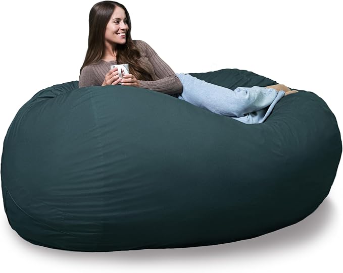 Big Joe Fuf 7Ft Giant Foam Bean Bag Chair, Oversized Couch with Removable Cover for Kids, Teens, Adults, Deep Sea Velveteen, Durable Woven Polyester, 7 Foot | Premium Shredded Foam Filled, Velveteen, Adult-Sized Comfortable Seating, Supports Up to 300 lbs by BigJoe