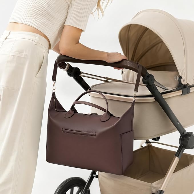 Diaper Bag Tote Convertible Vegan Leather Diaper Tote Backpack Diaper Mommy Bags Hospital Bag Work Totes - Image 2