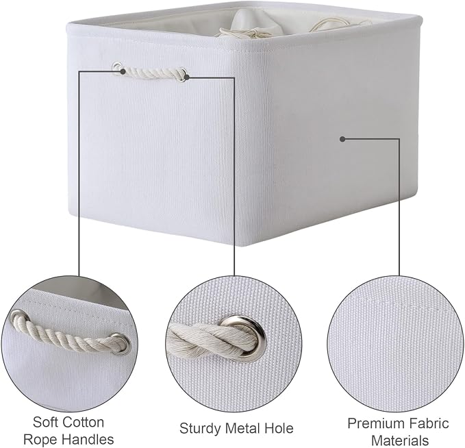 Organization and Storage Basket for Shelves - Extra Jumbo 3 Pack 20.5x15.8x13.8 inch Cube Storage Bins for Toy Closet Box Home Organizer Gift (White) - Image 6