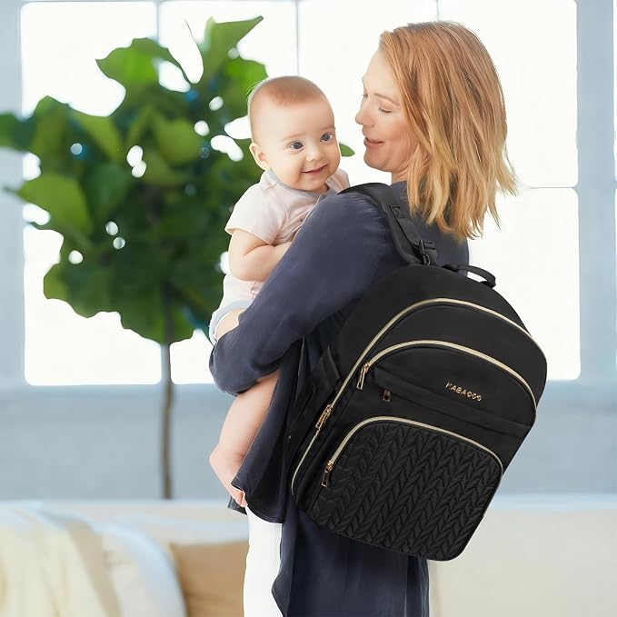 Baby Diaper Bag Backpack, Waterproof Diaper Backpack for Mom & Dad with Changing Pad, Insulated Pockets and Stroller Straps, Baby Shower Gifts for Girls & Boys, Black - Image 2