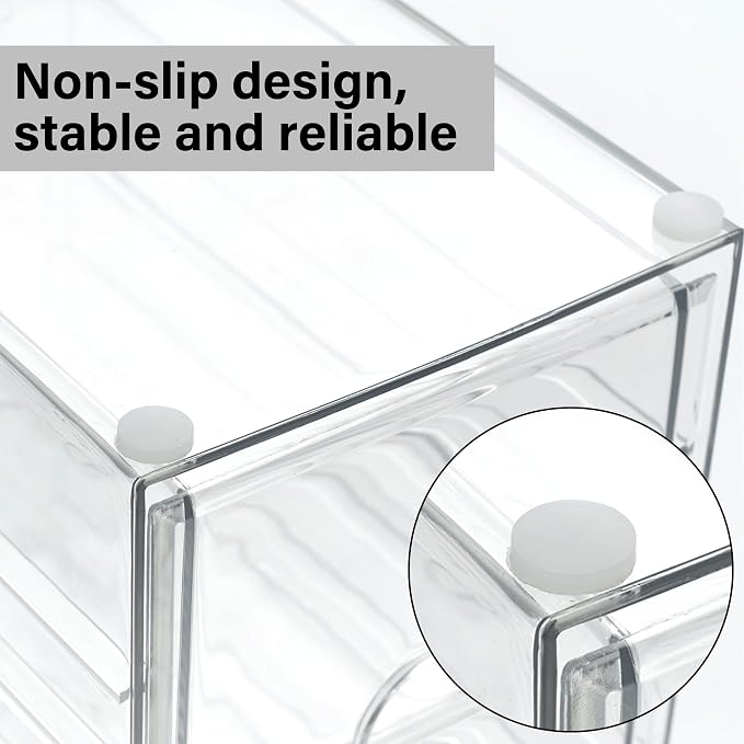 Prsildan 15 Drawers Teacher Toolbox Acrylic Containers, Set of 3 | Clear, Pens Markers Stickers Hardware Storage, Office Desk Kitchen Cabinet Garage Organizer - Image 7