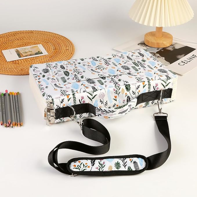 384 Slots Pencil Case, 4-Layer Organizer with Shoulder Strap | 4-layer twill oxford case with 384 elastic slots, carry handle, removable strap, and outer pocket for phone or keys. - Image 6