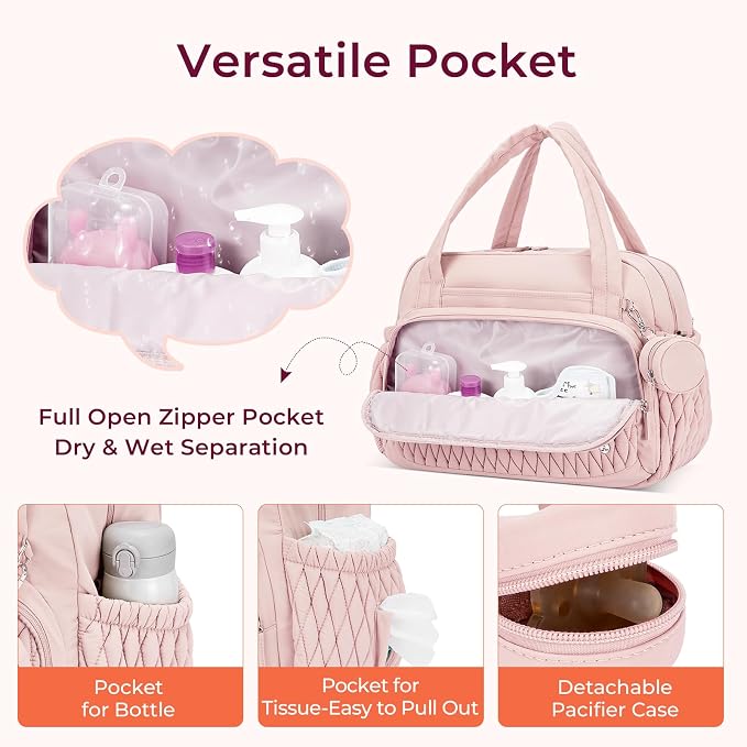 Telena Tote Diaper Bags, Travel Crossbody Large Capacity Hospital Bag for Women Labor Delivery with Pacifier Case - Image 5