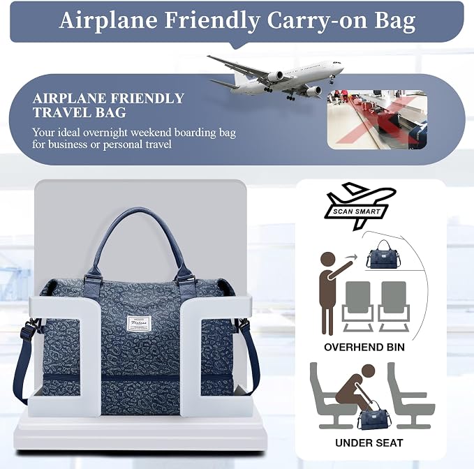 Weekender Bags for Women, Personal Item Travel Bag with Shoes Compartment | Overnight Travel Duffel Bag with Toiletry Bag, Airplane Friendly Carry-On Bag - Image 5