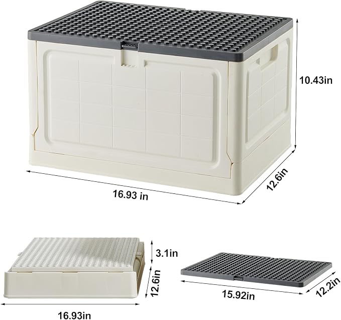 BOSEDSANG Folding Storage Box with Large Building Lid for Duplo Blocks, 28L Collapsible Storage Bin with Back Drawing Board, 29 Qt. Container Storage- 1 Pack- White - Image 7