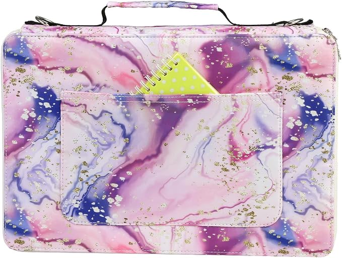 384 Slots Pencil Case, 4-Layer Organizer with Shoulder Strap | 4-layer twill oxford case with 384 elastic slots, carry handle, removable strap, and outer pocket for phone or keys. - Image 5