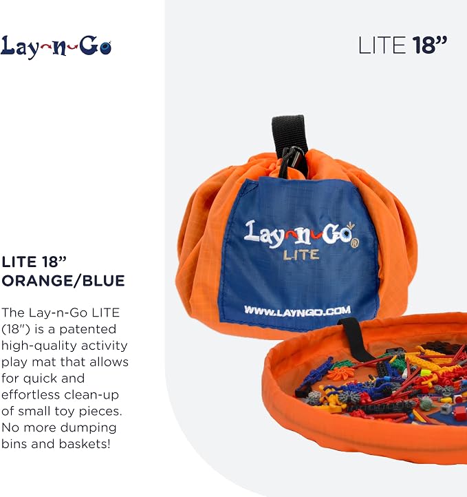 Lay-n-Go Layflat Portable Drawstring Cinch Storage Toy & Mini Figures Organizer & Play Mat, Mesh Pockets, Home & Travel, Kids & Toddlers Playdates, 2 Straps for Backpack, Durable, Machine Washable - Image 2