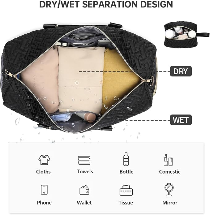 Duffle Bag for Travel, Weekender Bag with Shoe Compartment, Carry On Overnight Bag for Women with Toiletry Bag, Gym Bag with Wet Pocket, Hospital Bags for Labor and Delivery Beige - Image 5