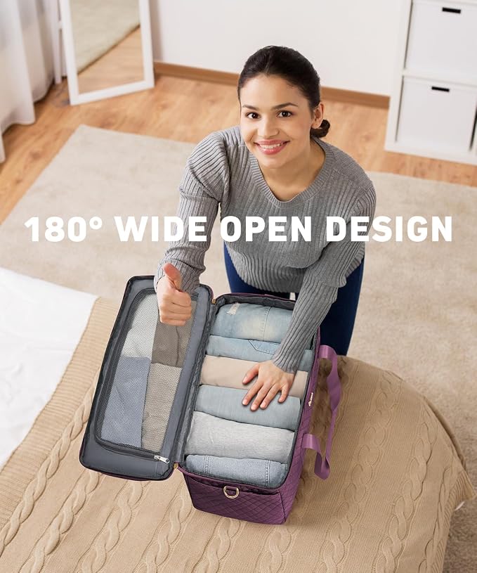 Weekender Bags for Women, Wide Open Large Travel Duffle Bag with Shoe Compartment, Overnight Carry on Bag Personal Item Travel Bag with Wet Pocket (Dark Purple) - Image 3