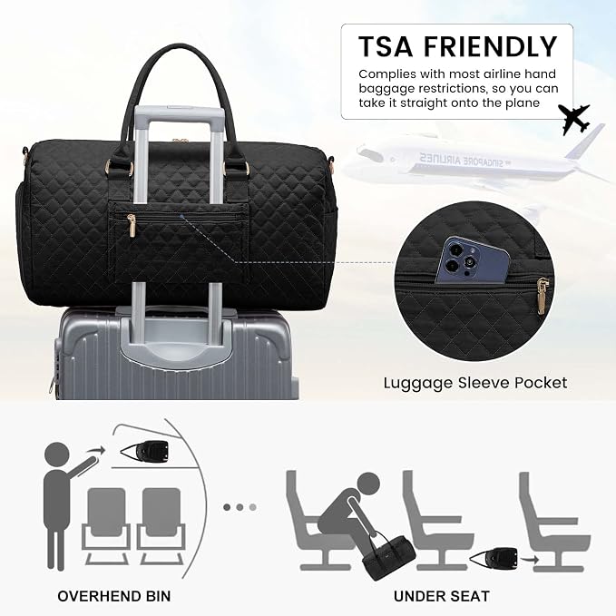 LOVEVOOK Travel Duffle Bag,Weekender Bags for Women Overnight Bag with Shoe Compartment, Carry on with Toiletry Bag,Duffel Bag with Wet Pocket,Hospital Bags for Labor and Delivery - Image 4