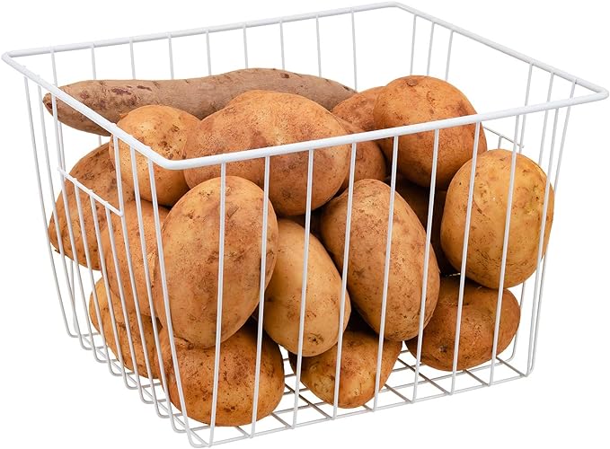 Freezer Storage Organizer Basket, Refrigerator Wire Household Bins with Built-in Handles for Kitchen, Pantry, Cabinet, Closets - Pearl White(4Pack, 11in x 10in x 5.5in) - Image 5