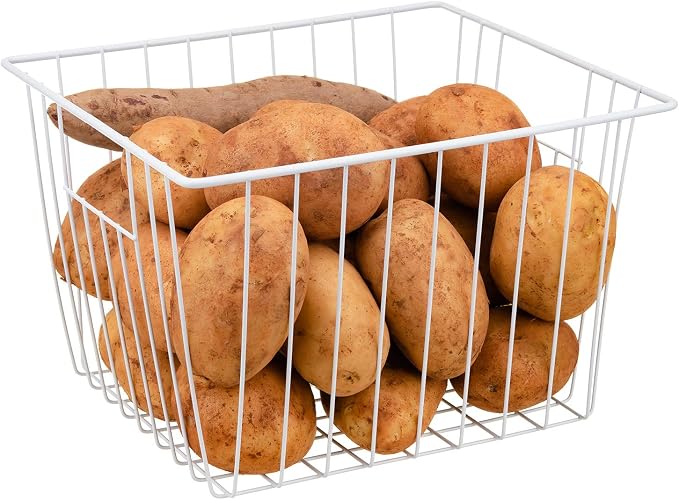 Freezer Storage Organizer Basket, Refrigerator Wire Household Bins with Built-in Handles for Kitchen, Pantry, Cabinet, Closets - Pearl White(4Pack, 11in x 10in x 5.5in) - Image 5