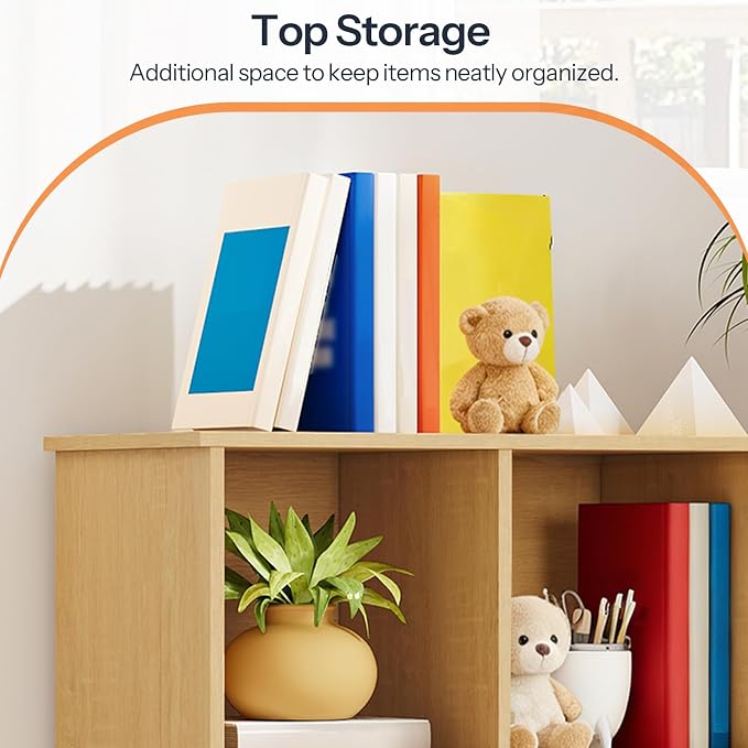 HOOBRO Toy Storage Organizer, Toy Organizers and Storage with 2 Movable Drawers and 5 Cubbies, Kids Bookshelf and Toy Storage for Books or Dolls, Toy Shelf for Playroom, Natural NL88CW01 - Image 7