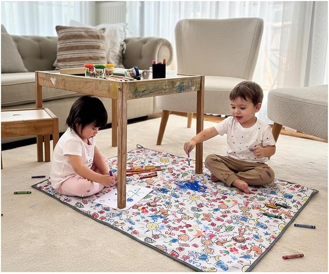 Waterproof High Chair Splat Mat – Machine Washable Floor & Table Protector for Baby Feeding, Art & Crafts, Outdoor Use (Family, 57x71 Inch) - Image 8
