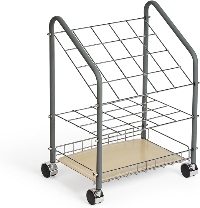 Safco Tubular Steel Wire Roll File Cart, Document and Blueprint Holder, 20 Compartment, Rolling Organizer Cart for Architectural Drawings, Construction Plans and Map Storage by SafcoProducts