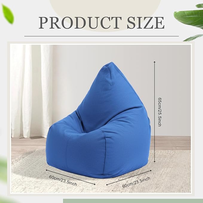 Sliner 2 Pcs Stuffed Storage Bean Bag Chair Cover for Kids Adults (No Filler) Stuffable Zipper Beanbag Cover for Organizing Plush Toys or Foam(23.5 * 23.5 * 25.5inch,Cotton,Red and Blue) - Image 2