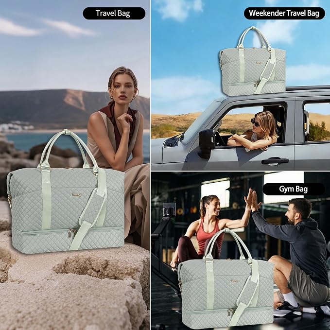 Weekender Bag, Large Travel Duffel Bag for Women, Carry on Overnight Bag with Shoe Compartment and Toiletry Bags - Image 6