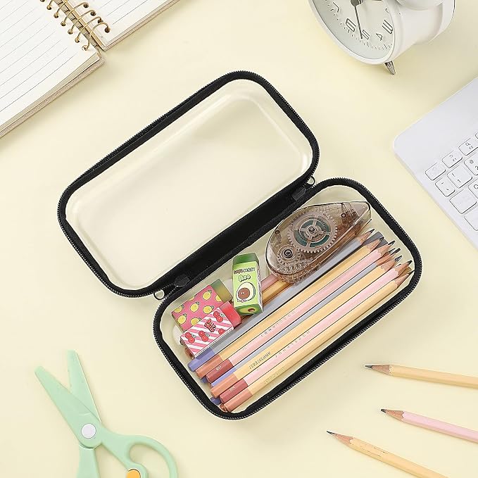 Sanwuta 6 Clear Hard Zipper Case,Black,7.48 X 3.94 X 2 Inch | Pencil Case Pouches ,Makeup Bag,Plastic Toiletry Diaper Bag ,Travel Toy Storage,Waterproof Organizer Bins - Image 6