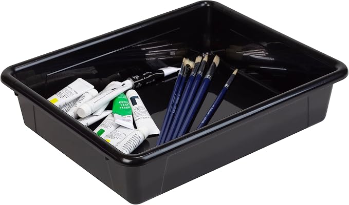 Storex Letter Size Flat Storage Tray – Organizer Bin for Classroom, Office and Home, Black, 20-Pack (62516A05C) - Image 7