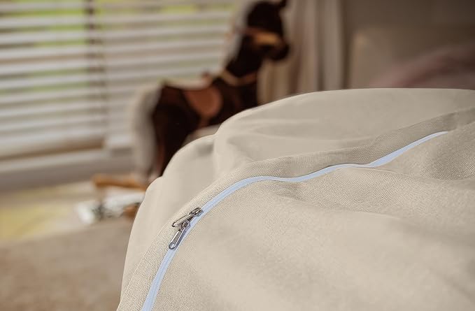 WEKAPO Stuffed Animal Storage Bean Bag Chair Cover for Kids | Stuffable Zipper Beanbag for Organizing Children Plush Toys Large Premium Cotton Canvas (Almond Oil, X-Large) - Image 5