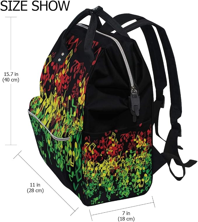 Large Capacity Baby Diaper Bag Rasta Reggae Music Durable Multi Function Travel Backpack - Image 2