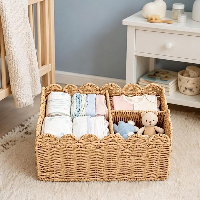 Sanwarm Diaper Caddy Organizer Foldable Portable Storage Basket Newborn | Removable Partition Portable Car Diaper Storage Basket Newborn Gift Essential for Newborns - Image 5