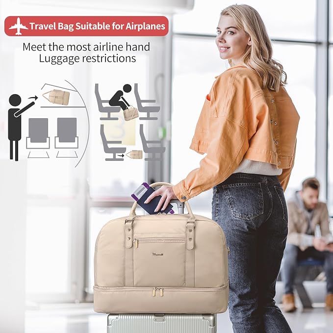 4PCS Weekender Bags for Women Large Overnight Weekend Travel Duffel Bags | Travel Bag Carry-on Tote Hospital Bag with Shoe Compartment Crossbody Toiletry Bag for Travel Business Gym Water Resistant - Image 5